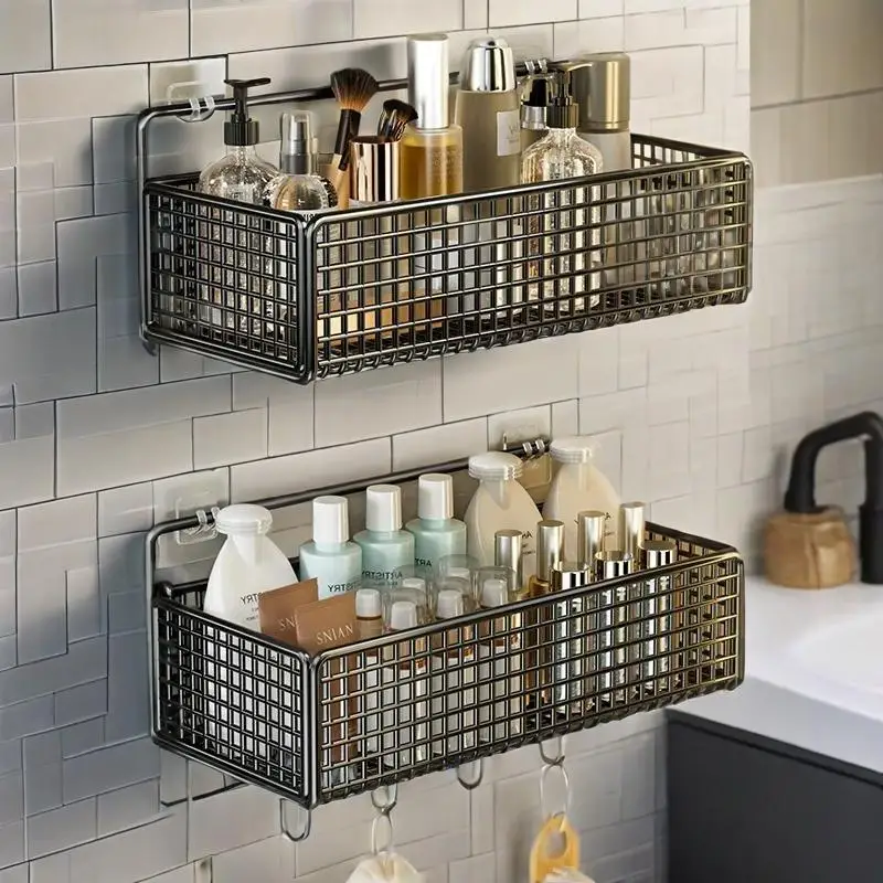 Multifunktionales Aufbewahrungsregal für Badezimmer und Küche, Wandmontage, No-Punch-Badezimmer-Organizer, Regal für Toilettenartikel, Badezimmerregale, Sierra