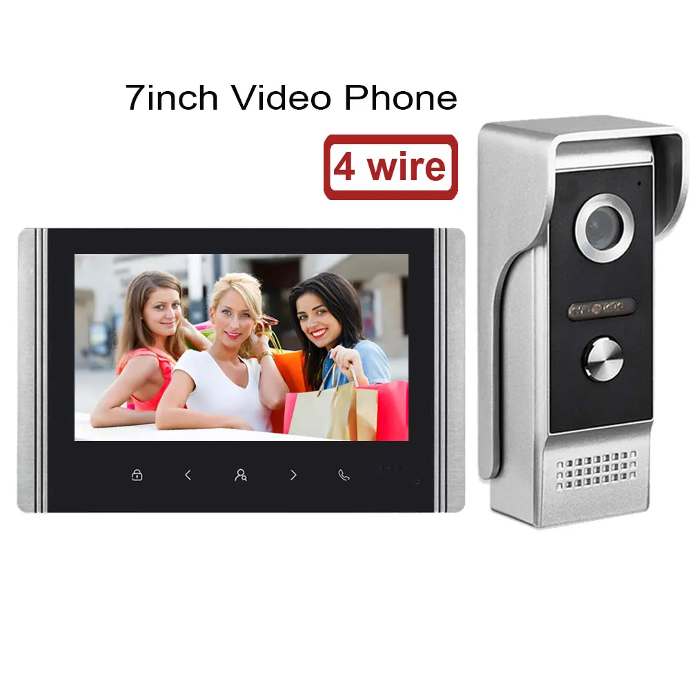 

Wired 7 Inches Video Doorbell Door Phone System, HD Camera Kits Support Unlock, Monitoring, Dual-Way Intercom for Apartment