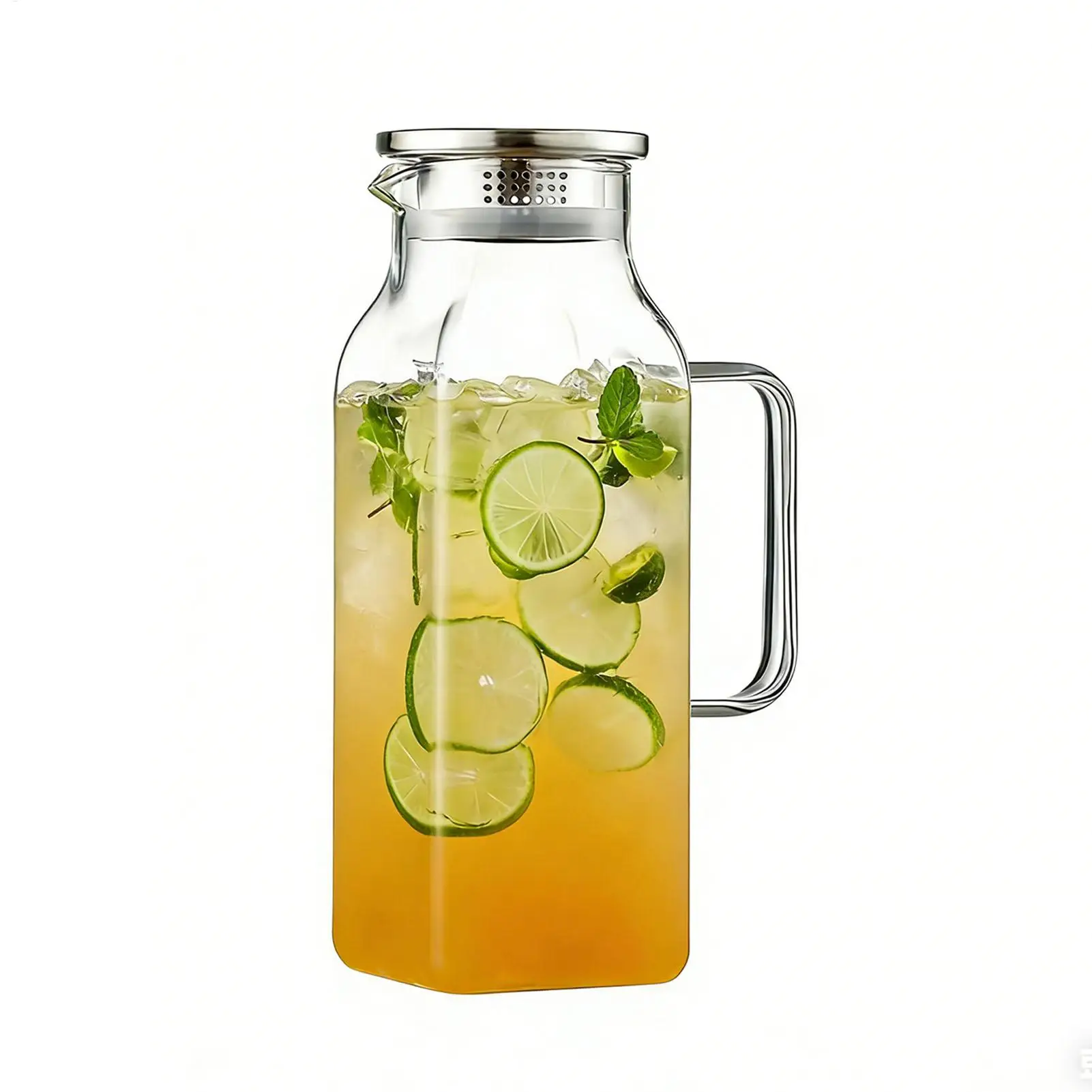 2000ml Large-capacity insulated glass water pitcher for home and dining, thickened for juice, premium-looking cold drinks