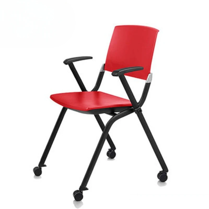 Folding plastic steel training chair with armrests Conference chair Flap sketch Black stacked meeting Continuous