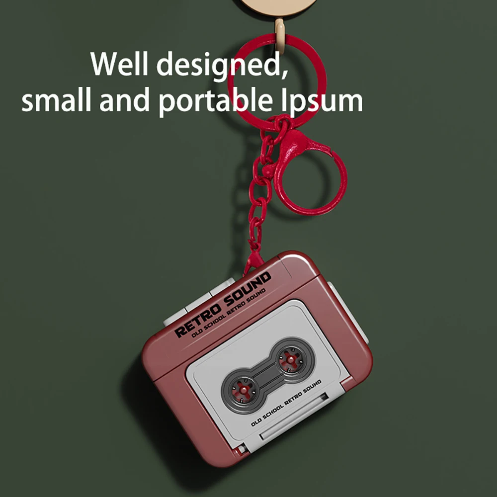 1pc Teenagers Portable Mini Retro Cassette Recorder Classic Vintage Record Music Keychain Pendant Musical Melody Bag Charm Gifts