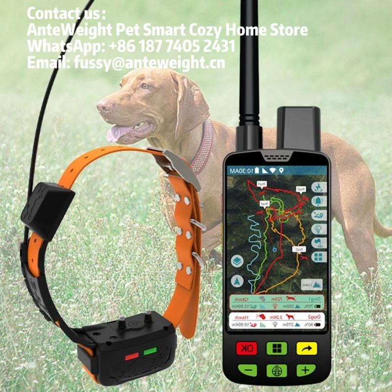Hunting Dog GPS Necklace Collar 15KM VHF Tracking + Replaceable Shock Columns (IP68) for Pet Supplies