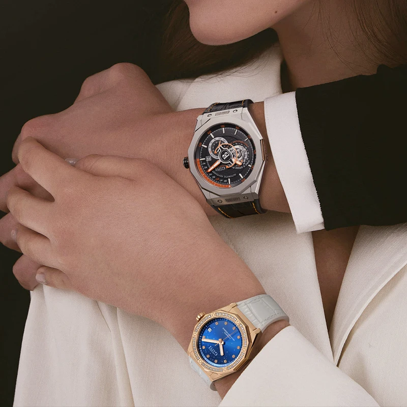 BONEST GATTI ساعة الزوجين زوج من هدايا عيد الحب لصديقات عيد ميلاد الساعات الميكانيكية الألمانية للرجال و ث #5