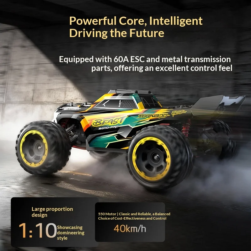 Sg110pro High Speed 4wd Remote Control Off Road Car 1:10 Scale Carbon Brush 550 Motor 60a Esc All Terrain Boy'S Birthday Gift