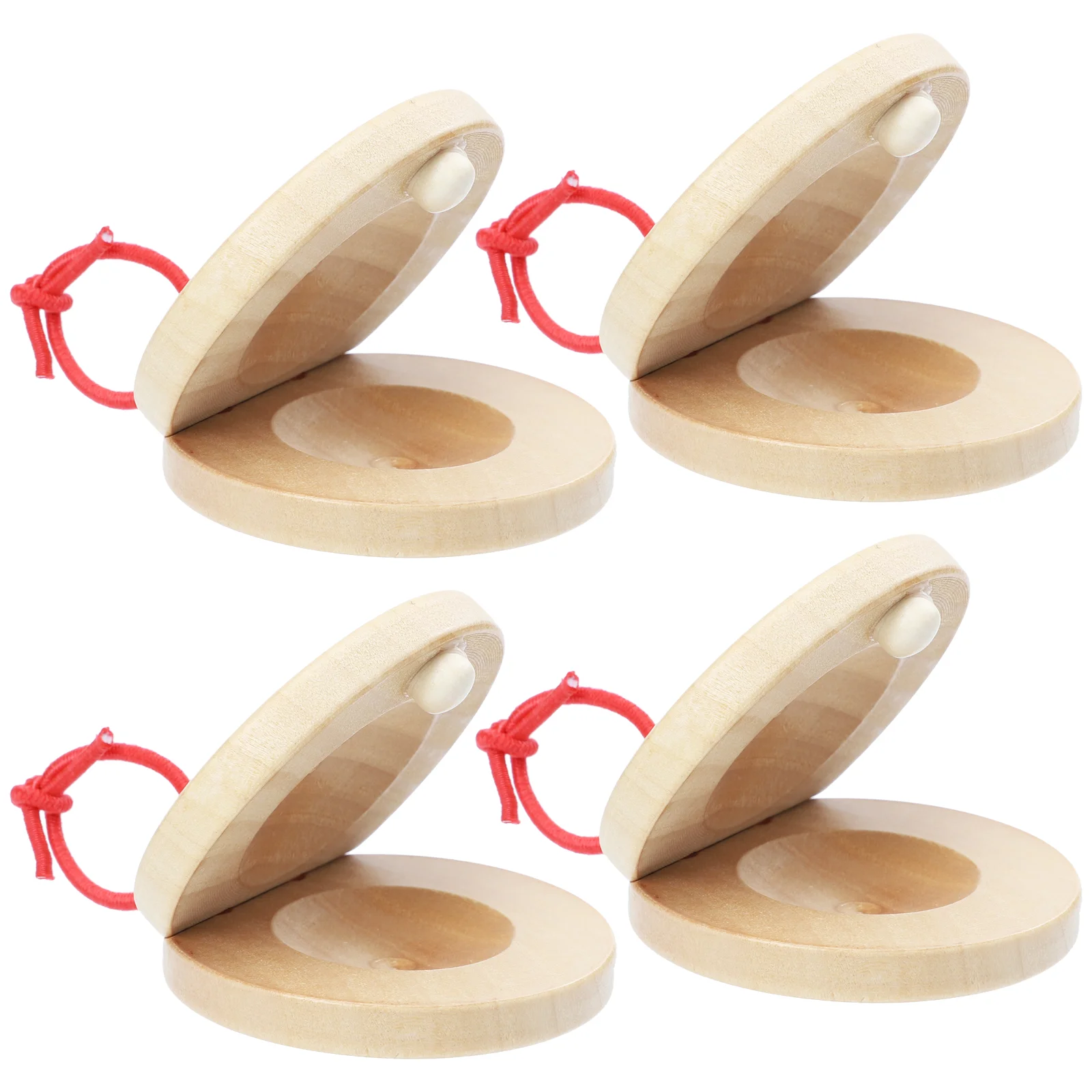 4 Pcs Castanets Musical Instrument Percussion Girl Instruments Wooden Kids Brown Flamingo Toy Tambourine Playthings Baby