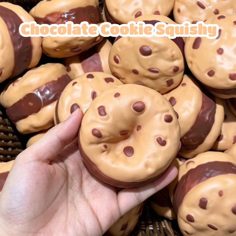 Crunchy Chocolate Cookie Squishy Building‑Block Filled Sound‑Making Squeeze Toy ASMR Sound Effect Stress & Anxiety Relief Gift