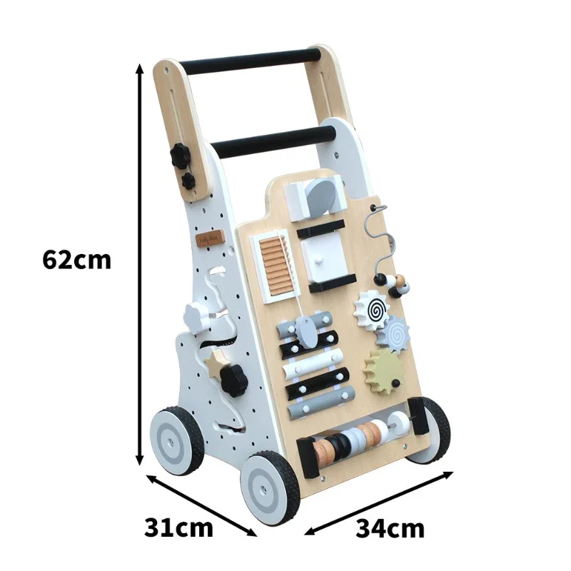 Peuterspeelgoed Houten kinderen Multifunctionele Walker Babypuzzel Druk bord Montessori Onderwijs Wiskundespeelgoed Zintuiglijke creatieve spellen