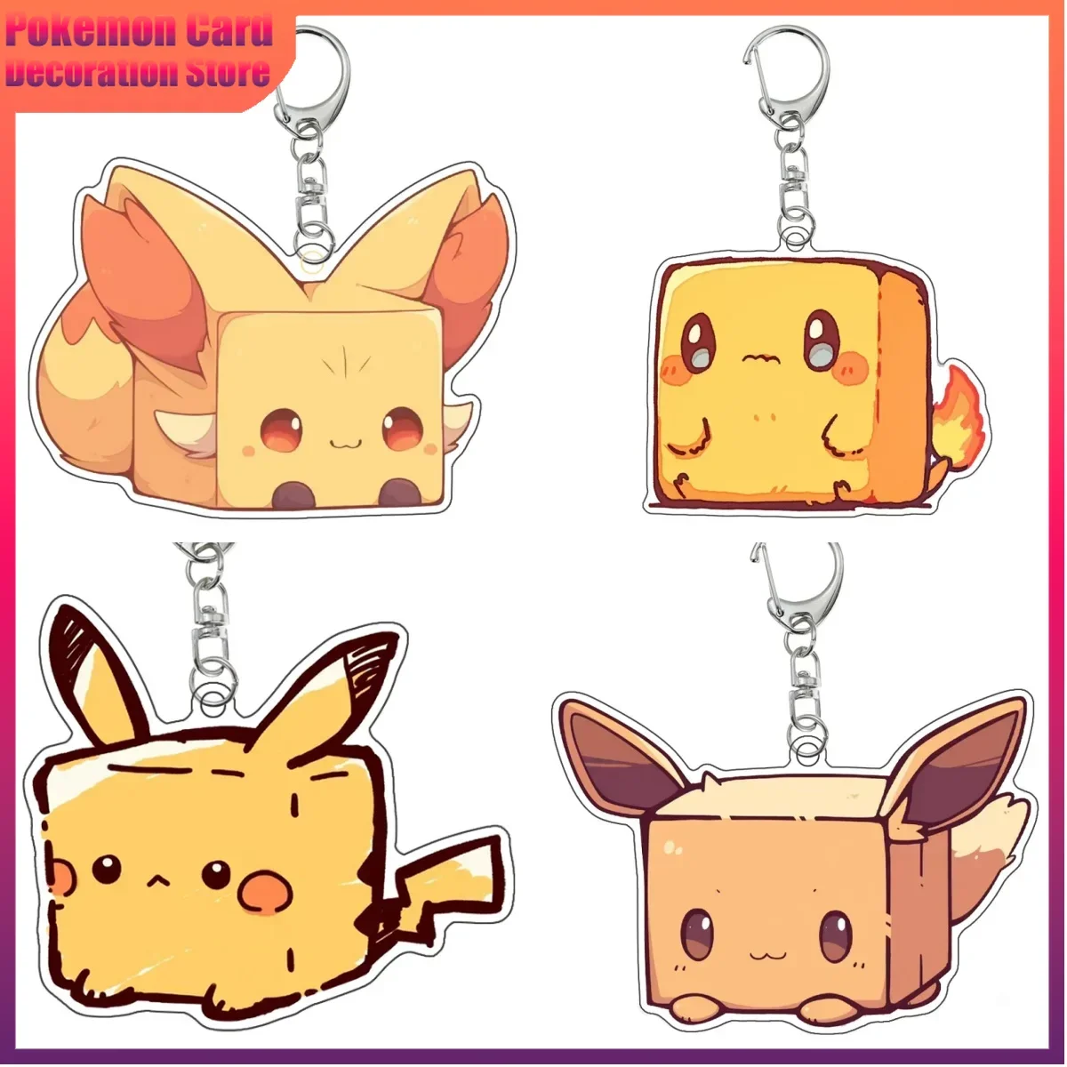 

Pokemon Gift Qikachu Eevee Charmander Self-Made Cartoon Acrylic Key Chain Backpack Accessories Pendant Anime Classics Collection