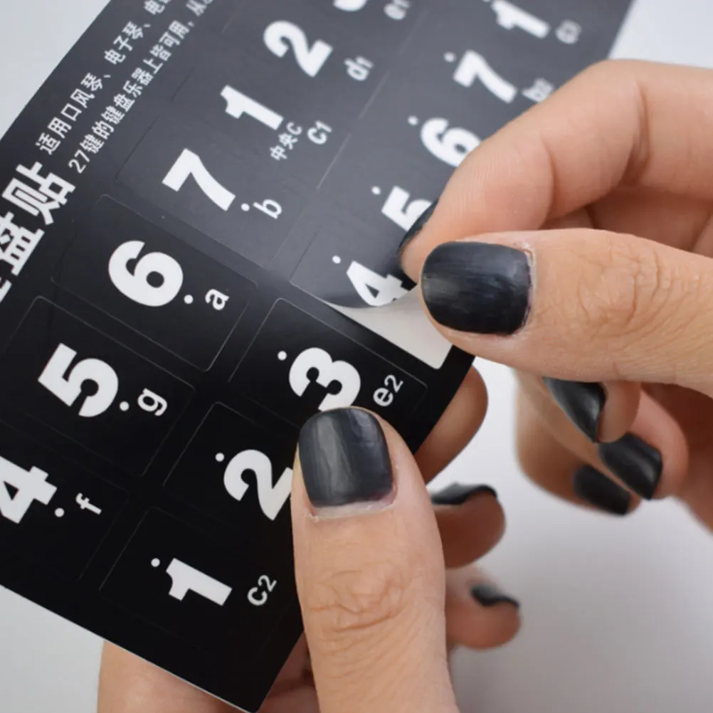 

4pcs Melodica Keyboard Stickers Pitch Labels Practice Stickers Black Clear Font High Viscosity Self-Adhesive Durable For