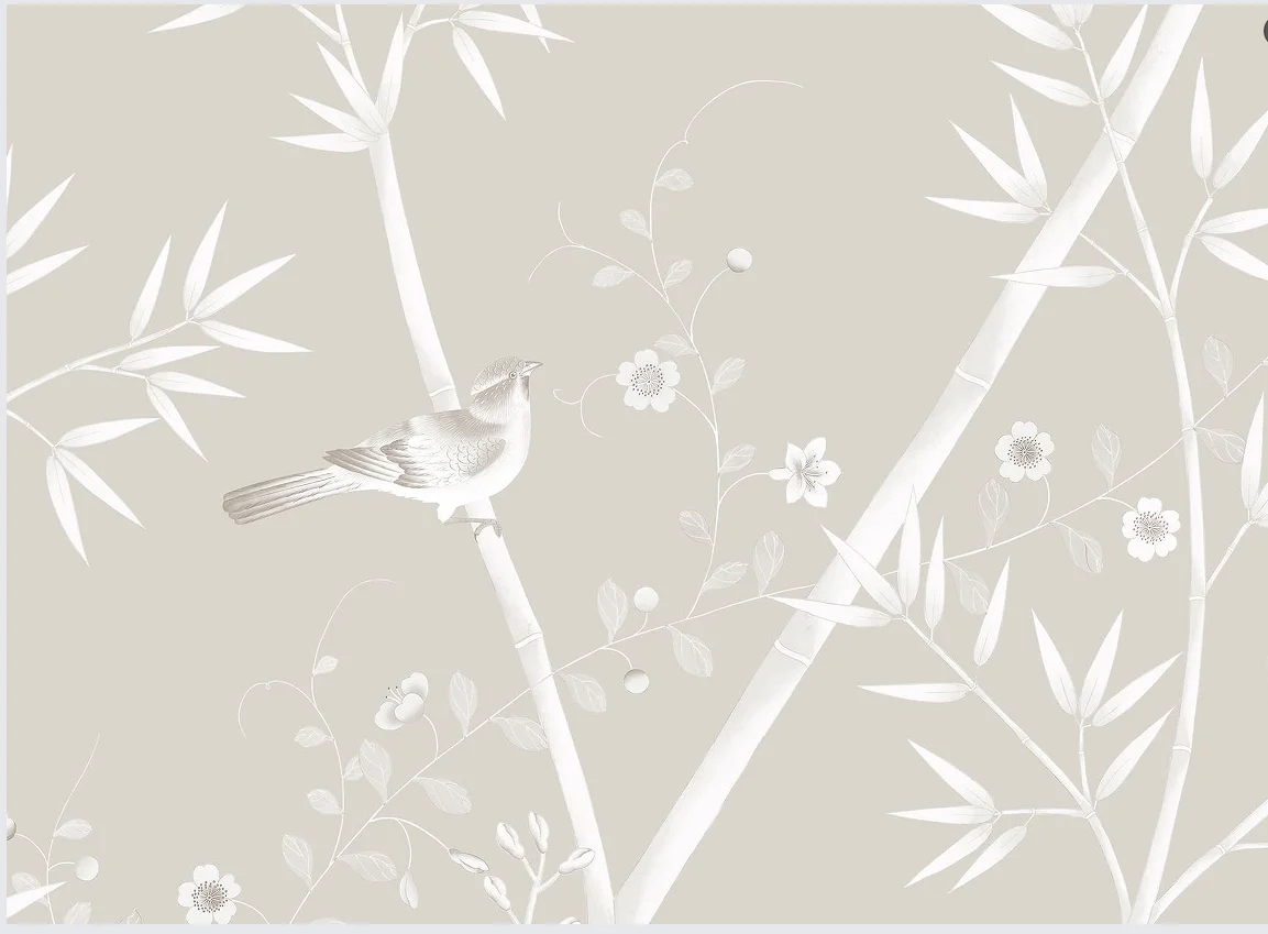 خلفيات مصنوعة يدويًا مخصصة مرسومة يدويًا على شكل زهرة/خيزران لغرفة النوم/العيش/الدراسة/غرفة الطعام/الشرفة/الأريكة/جدار التلفزيون Papel Pintado #5