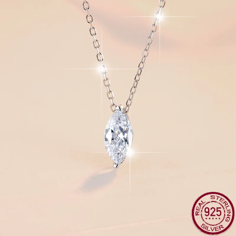 

New D color moissanite pendant 1 carat simple and unique angel eye necklace S925 silver chain wedding jewelry