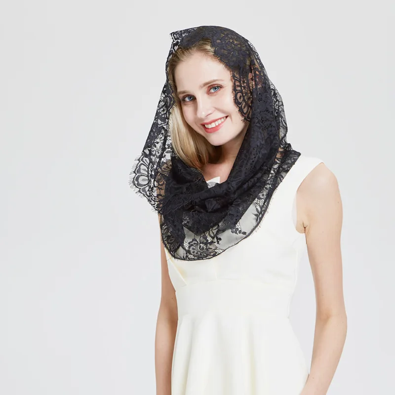 Europese en Amerikaanse stijl grensoverschrijdende nieuwe kanten holle rozensluier voor dames zwart-wit ademende sluier Koreaanse stijl tria