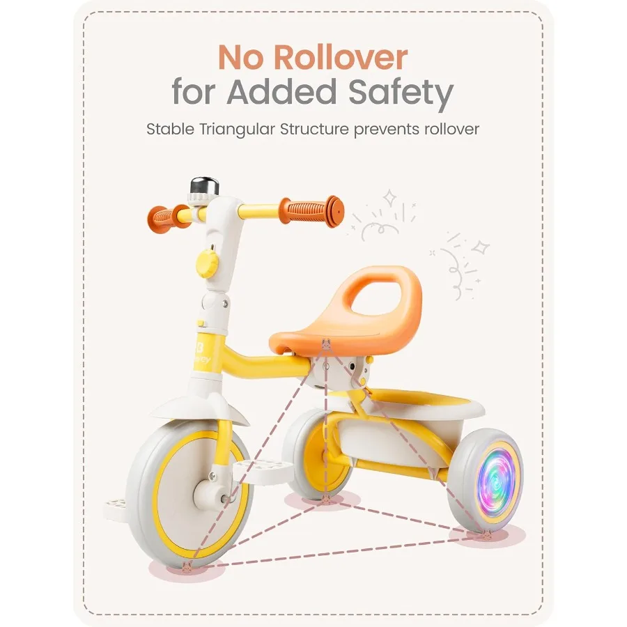 カラフルな照明付き幼児用三輪車（18ヶ月～5歳向け）、ベル付き幼児用自転車、子供用三輪車、2～5歳のお子様へのプレゼント