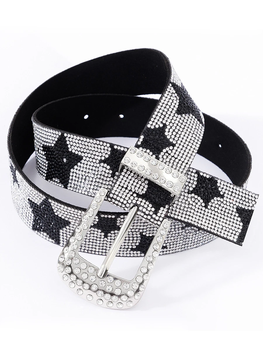 Modischer Diamant-Intarsien-Stern-Gürtel für Damen, luxuriöser kreativer Gürtel, Hip-Hop-Punk-Rock-Stil, Y2k-Gürtel, geeignet für Männer und Frauen – Detail 8