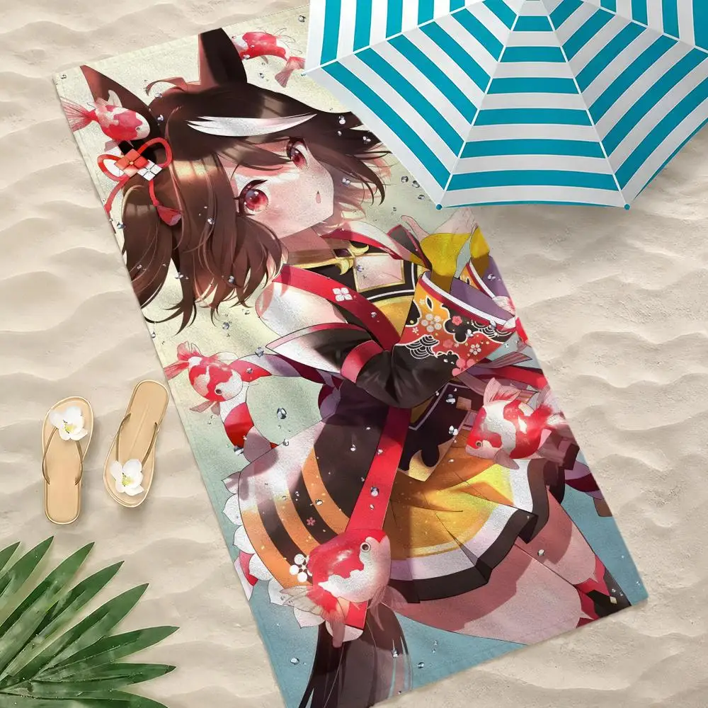 Anime Pretty Derby Towel Towel Beach Towel Oversized Quick Dry Towel Absorbent Soft Swim BeachTowels for Men Women