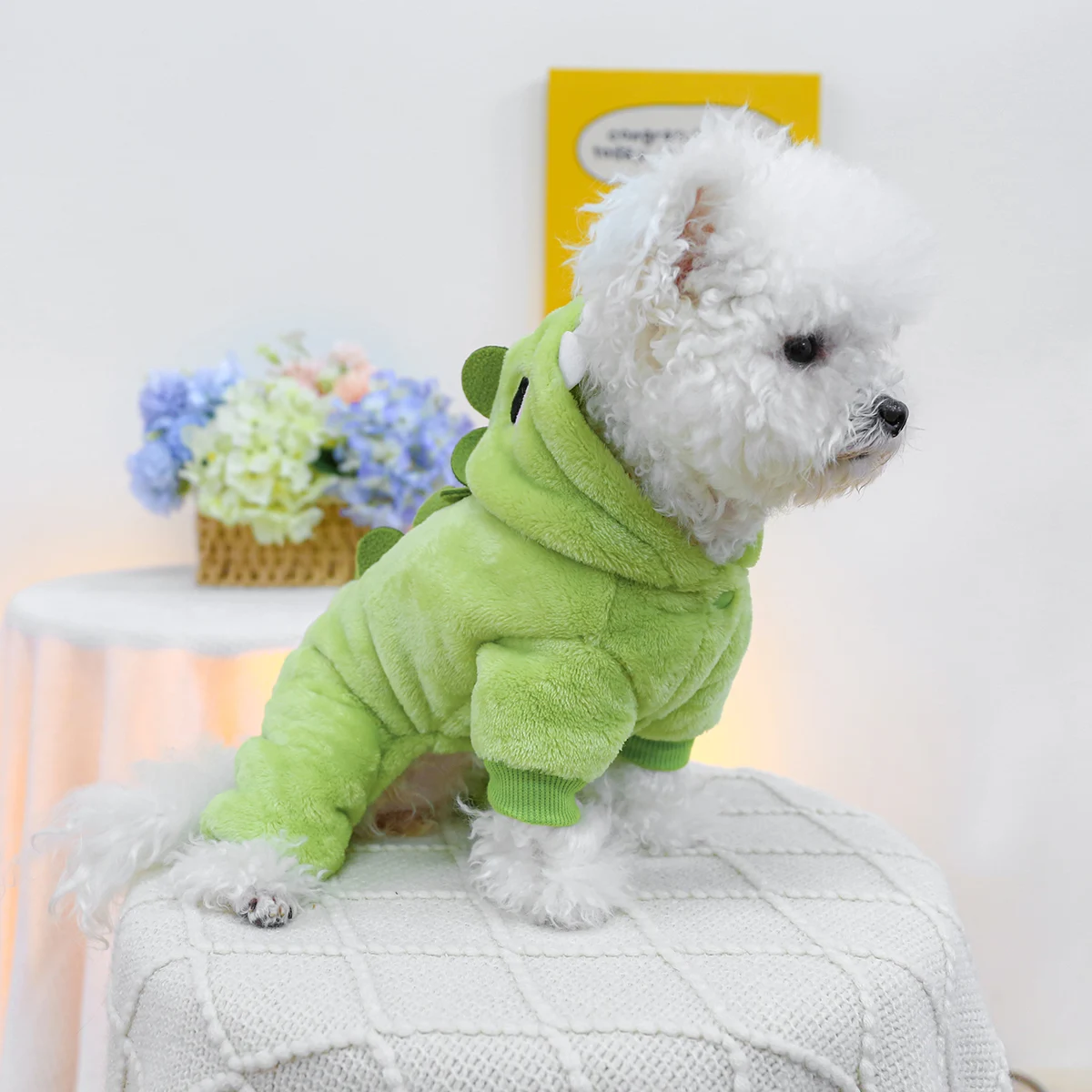 1PC Pet Clothing Autumn and Winter Thick Velvet Green Bean Dragon Transforms into Four Legged Suitable for Small and Medium Dogs