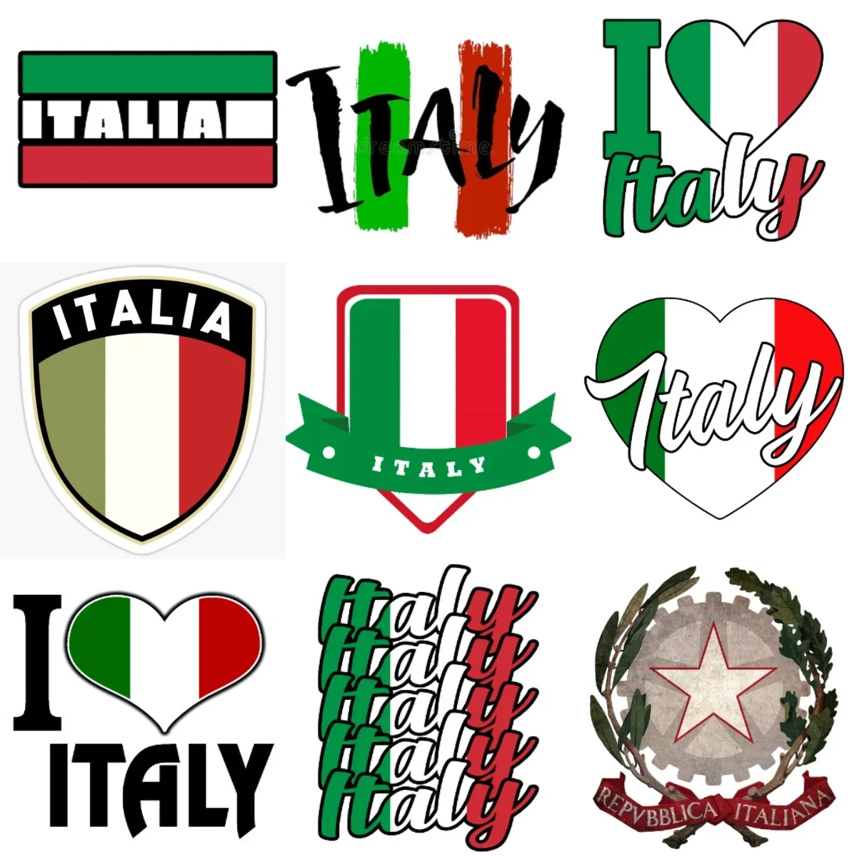 

Italy Italia Flag Map Emblem Creative Waterproof Car Stickers for Car Motorcycle Window Helmet Wall Decoration Accessories
