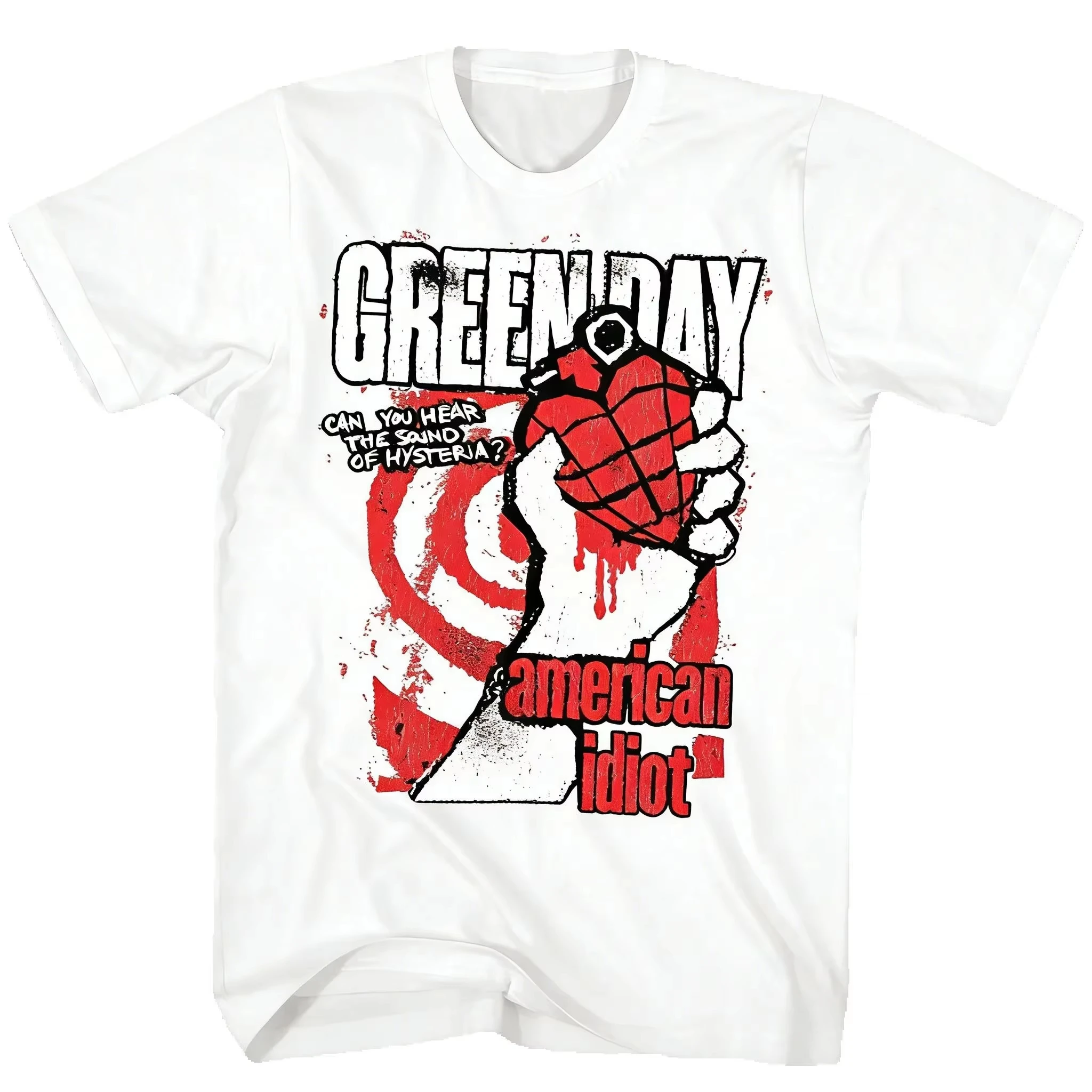 Green Day Idiot Hysteria T Shirt Mens Rock Music Classic Band Tee Oversized Short Sleeved Women Fashion Street Top Parent Child