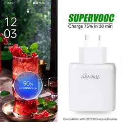 SuperVooc charger for oppo Find X5/Reno8/A74, Warp Usb plug adaptor for Oneplus 11/Nord CE 2/2T, travel adapter for Realme 8/GT2