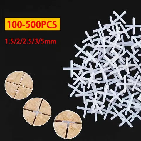 100-500pcs Tile Spacer 1.5/2/2.5/3/5mm Plastic Cross Ceramic Tile Leveling System Clips Spacer Ceramic Floor Construction Tools