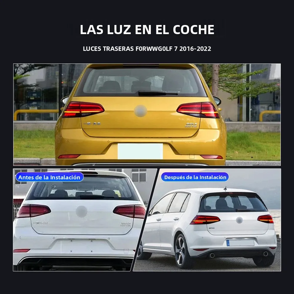 Picture 3: Pair Of LED Tail Lights For VW Golf 7 2016-2022 DRL Reverse Brake Turning Signal Plug And Play Car Rear Tail Light Assembly