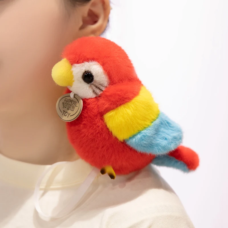 12CM Standing Shoulder Animal Plush Toy Cute Sparrow Pelican Parrot Red-crowned Crane Toucan Plush Slap Bracelet Pendant Doll