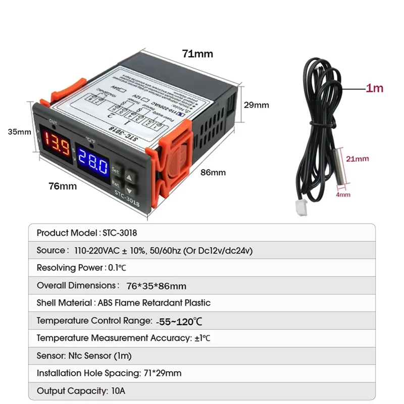 STC-3018 Dual Digital Temperature Controller Two Relay Output Thermoregulator Thermostat With Heater Cooler