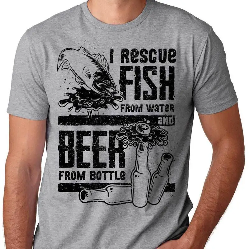 

Funny Fishing Hobby T Shirt Camping Beer Vacation For Dad