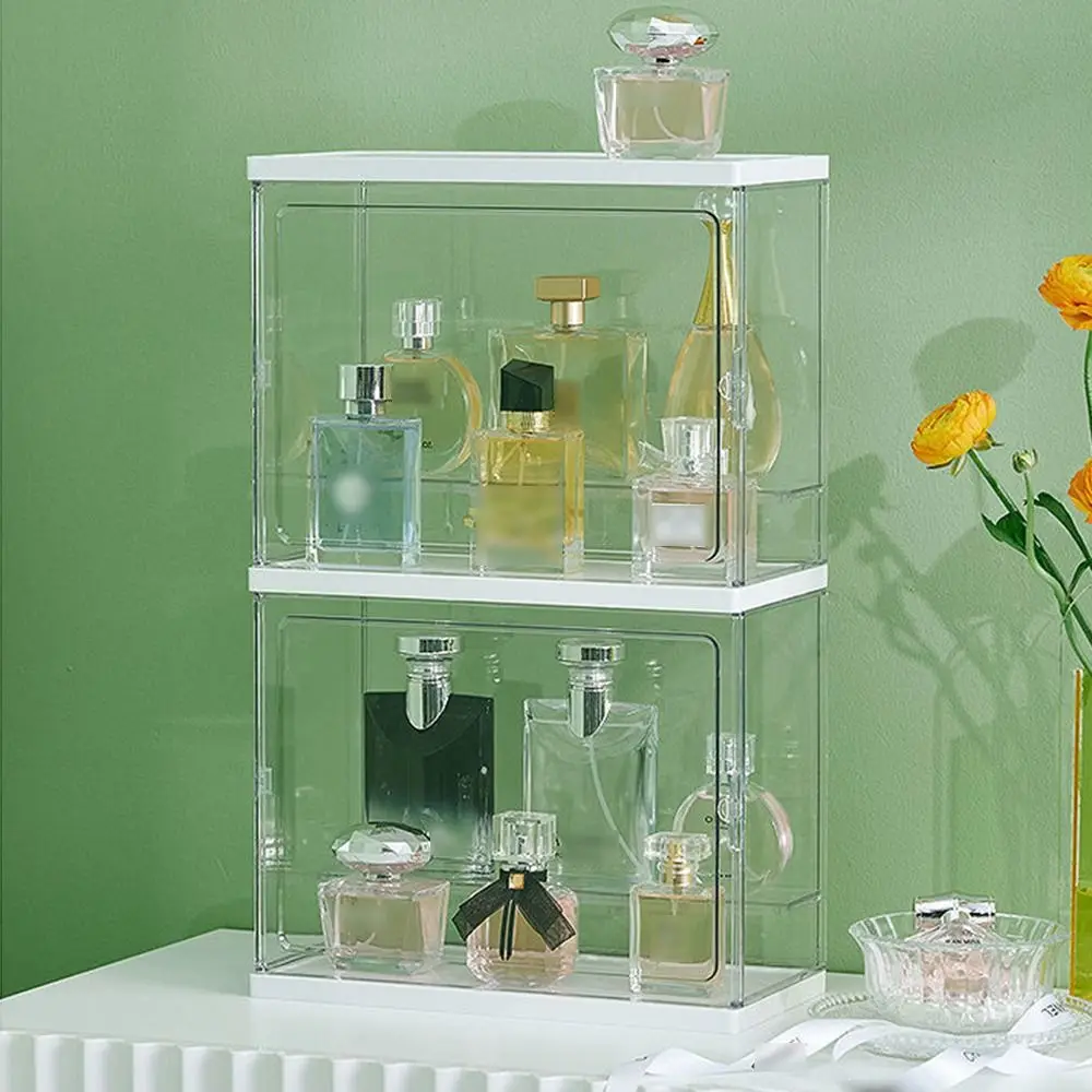 Dust-proof Acrylic Display Cabinet with Handle Waterproof Perfume Storage Box Easy To Install Side Opening Door