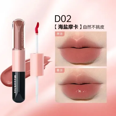 Mooekiss 双頭リップグロスミラー保湿長持ちブラシヘッドノン