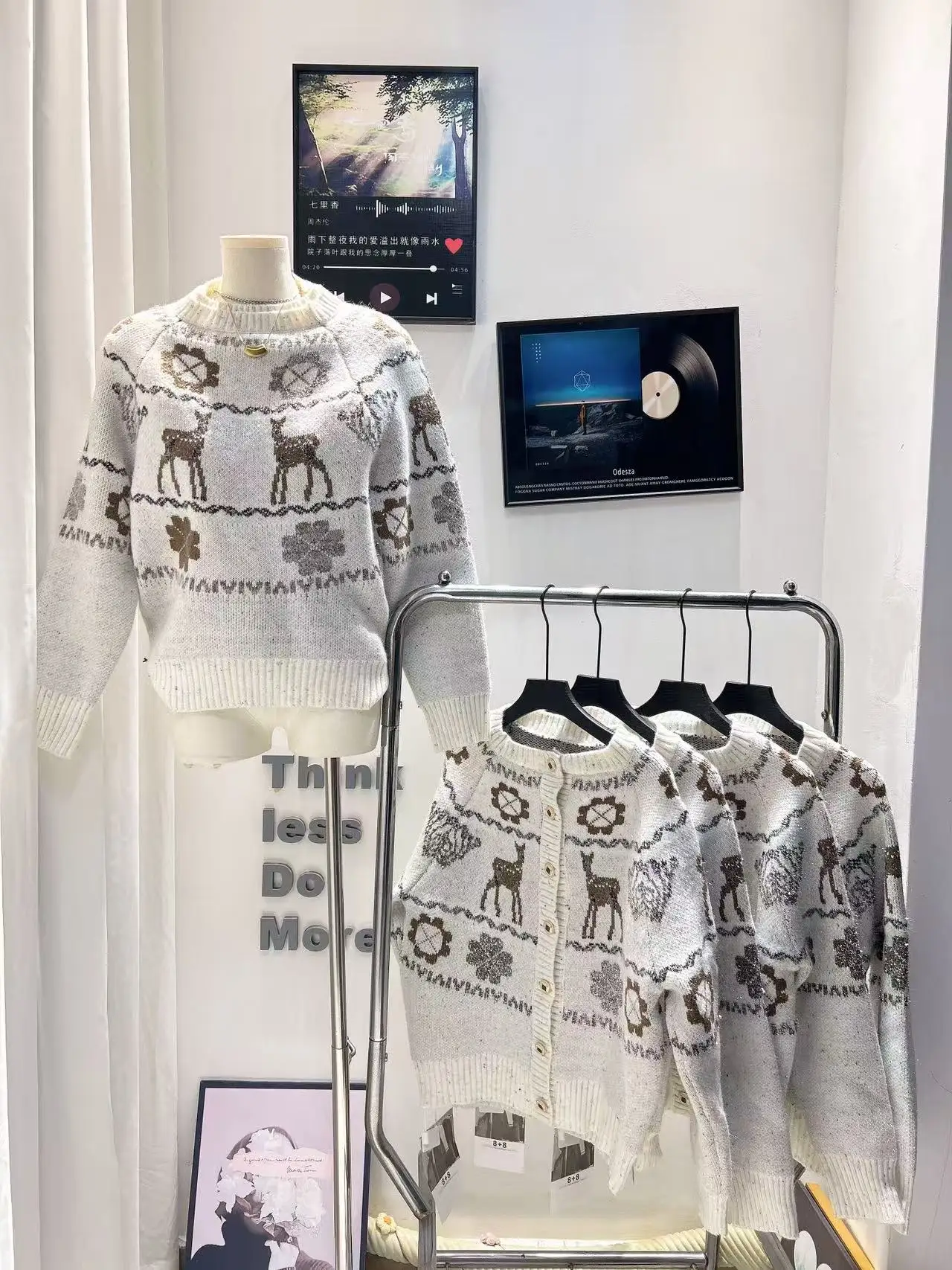 الثقيلة التطريز طباعة زهرة محبوك سترة مفتوحة المرأة الخريف الشتاء نمط غير رسمي كم طويل الجولة الرقبة سترة أعلى F556