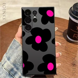 Black Flower Printed Phone Case For Samsung Galaxy Note 10 20 Lite S25 S24 S23 S22 Plus S21 S20 Ultra FE Plus 5G Anti-fall Cover