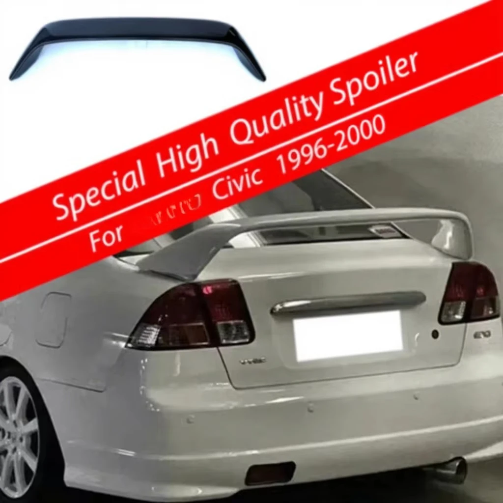 For Civic Spoiler 1996-2000 Rear Wing Rose Madder Aluminum Dual Deck ABS Material High Quality Unpainted Rear Spoiler 3M