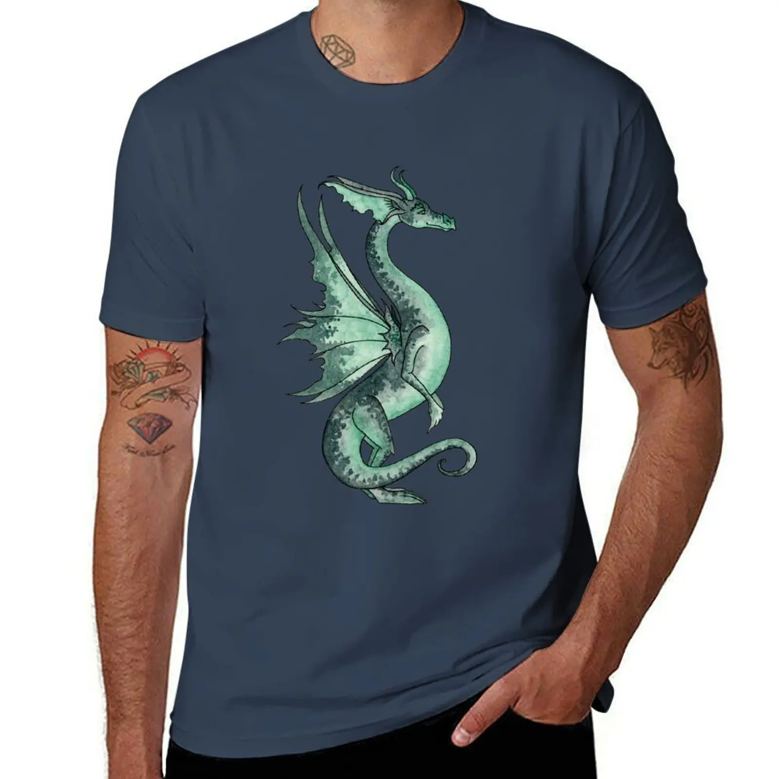 

Green Dragon T-Shirt man t shirts for men casual black cotton t-shirt plain for man package T-Shirt