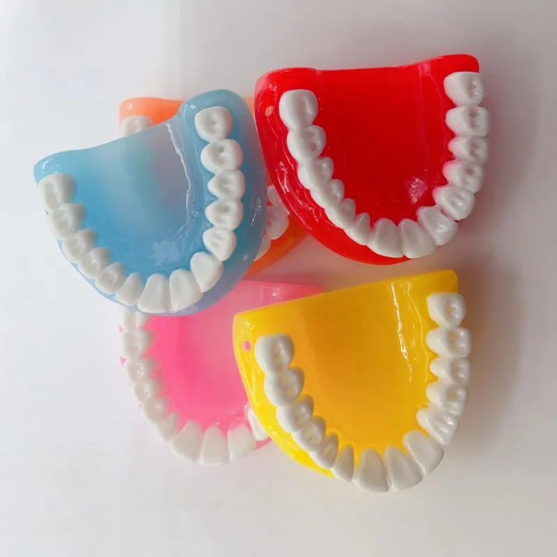 4pcs Halloween Exaggerated Dentures Diy Charms Simulated Teeth Resin Pendants For Necklace Key Chains Handmade Jewelry Accessory