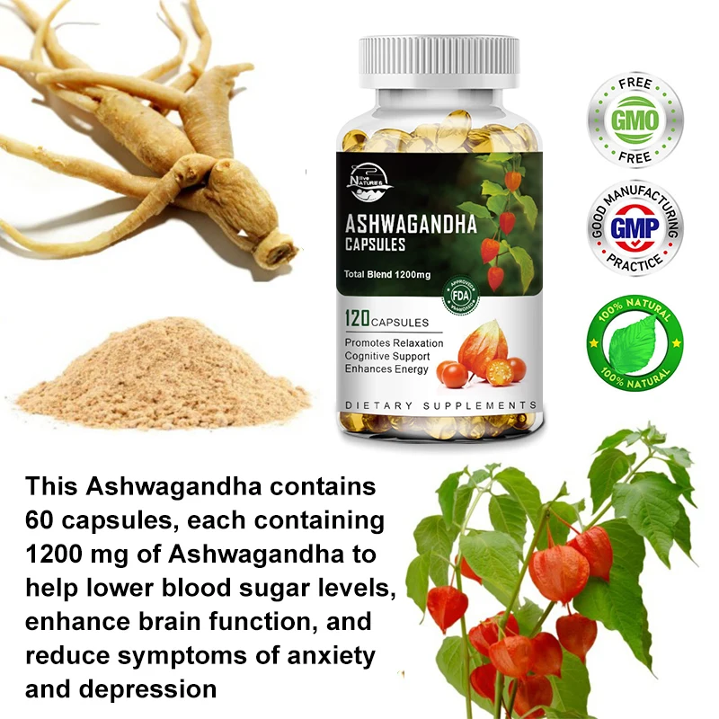 NATURE'S LIVE 5000mg Ashwagandha Capsules - 120/240/480 pill-kecemasan Stress dukungan imun