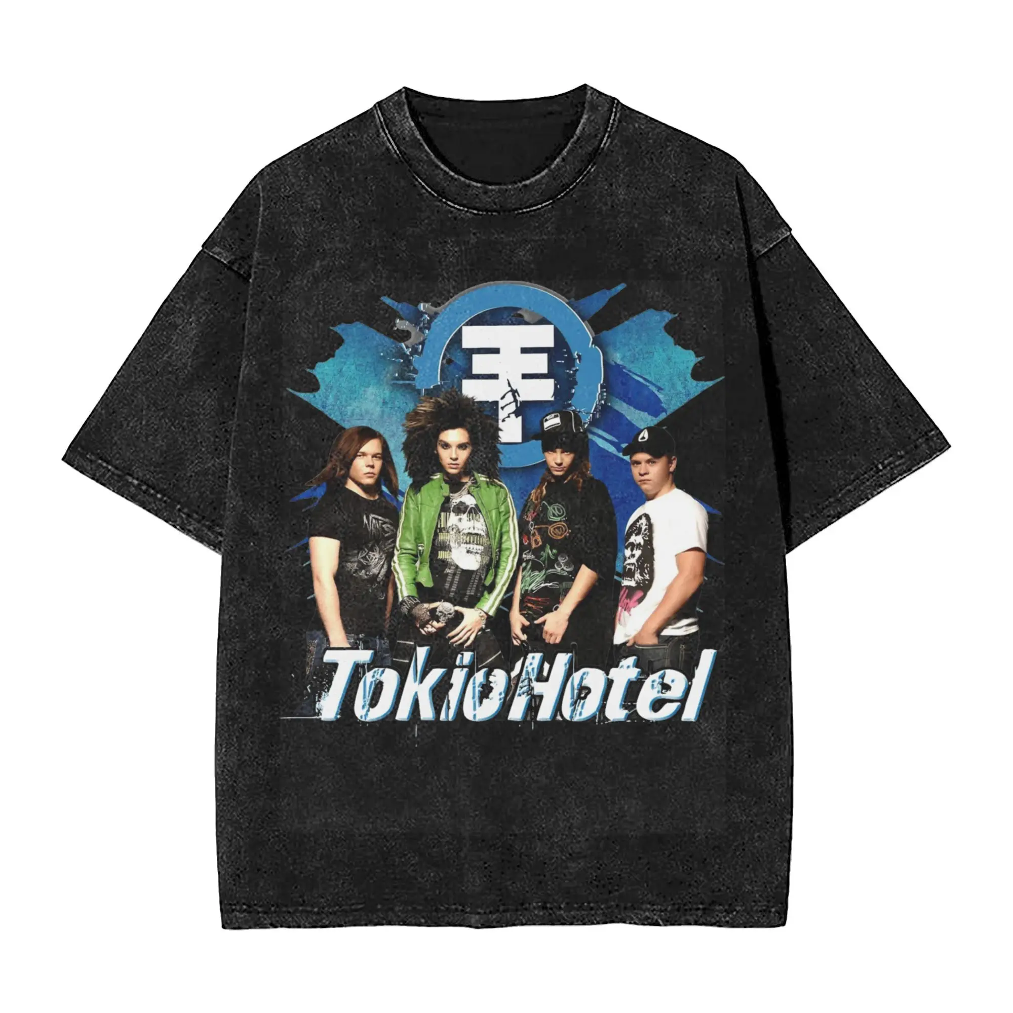 Tokio Hotel T Shirts Hip Hop Washed Cotton Oversize T-Shirts  Vintage Men Women Tops Streetwear Graphic Tee Shirt