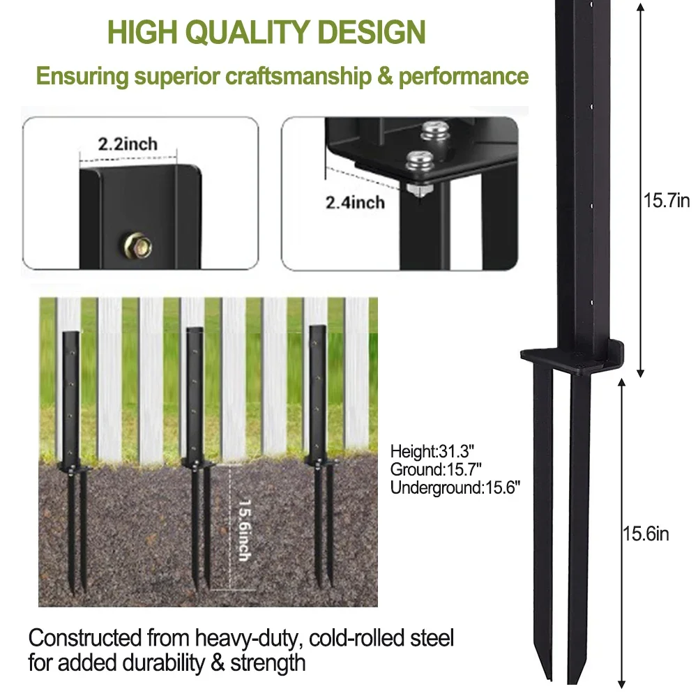 

Kit Kit, Fence Post Anchor Repair Kit Along With Reinforced Steel Piles Approx.15.6*15.7*2.4*2.2 Inches Bracket