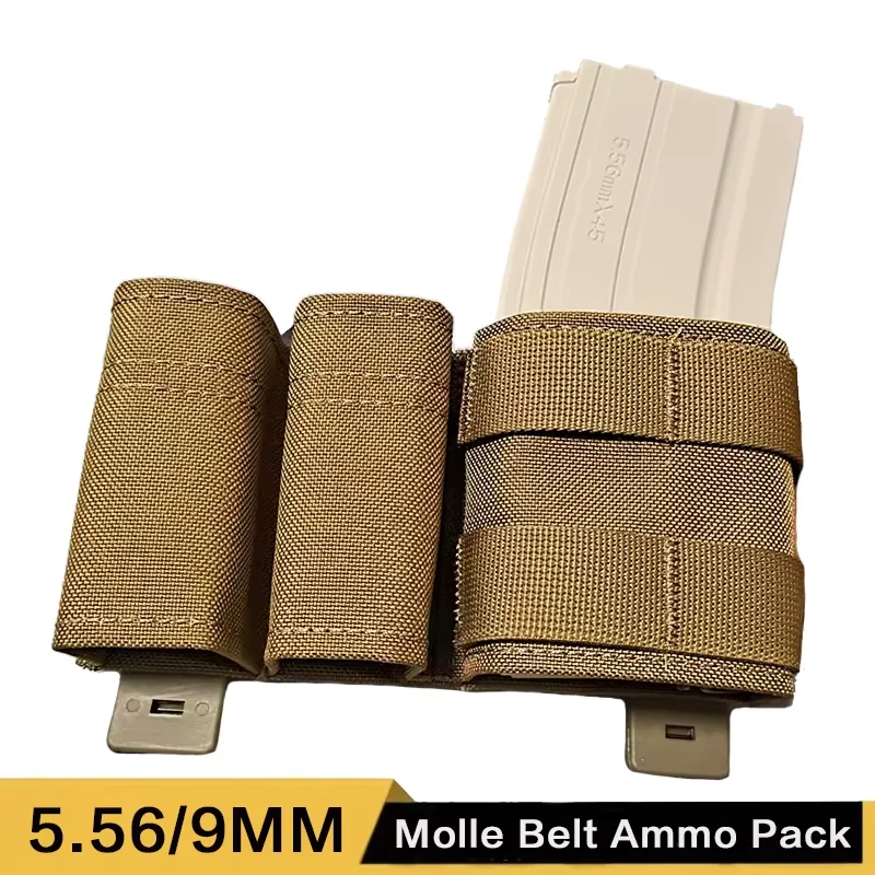Tactical Triple MAG Carrier KYWI Wedge Insert Shorty Clip Holster MOLLE for 9mm & 5.56 M4 G17 AR15 Airsoft Vest 1+2 Magazine