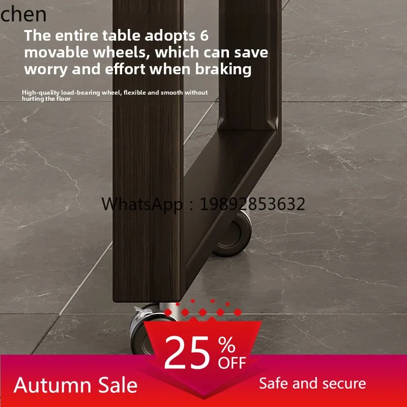 

Balcony Tea Table and Chair Set Solid Wood Tea Table Movable Extendable Small Apartment Tea Cart with Wheels for