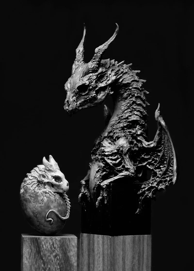 

Big Bone Dragon Skeleton Dragon Egg Resin Model Figure Gk Micro Miniature 3d Printed White Model Toy Unassembled And Unpainted