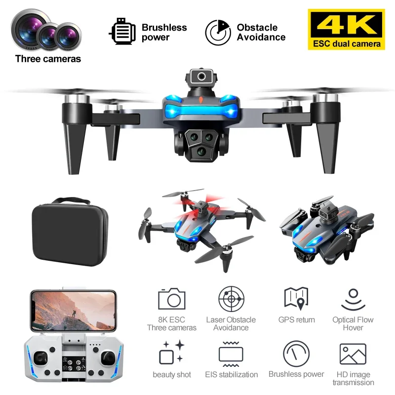 K911SE GPS Drone Brushless 4k HD Three Camera Drones Obstacle Avoidance Automatic Return remote Control Dron Toys 1200KM