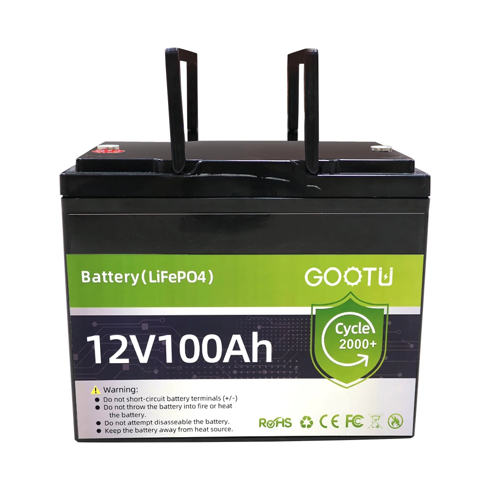 GOOTU 12V 100Ah Lithium Ion Phosphate Batteries Deep Cycle Grade A Battery Cells 12.8V Energy Storage LiFePO4 Battery Pack