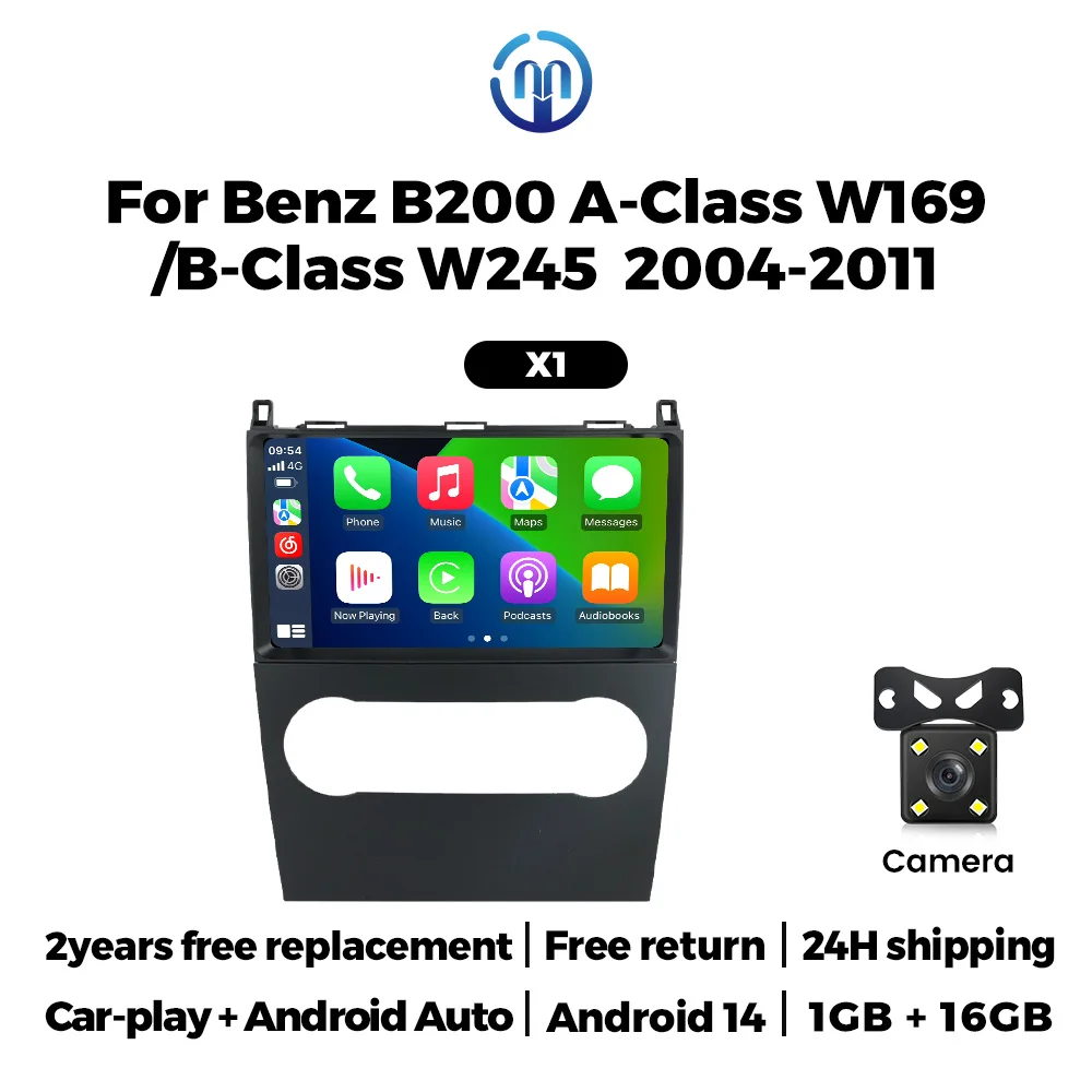 Android 14 Carplay android auto Voor Benz B200 A-Klasse W169 B-Klasse W245 2004-2011 auto intelligente systeem Multimedia Speler GPS