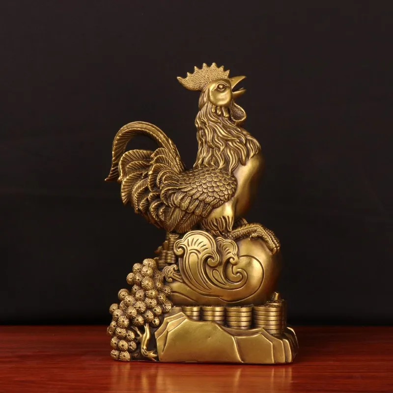 Copper , Yuanbao Ruyi , Auspicious and Prosperous , Ornament, Lucky Rooster