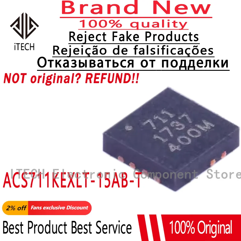 10PCS/LOT Original  ACS711KEXLT-15AB-T QFN12 New In Stock