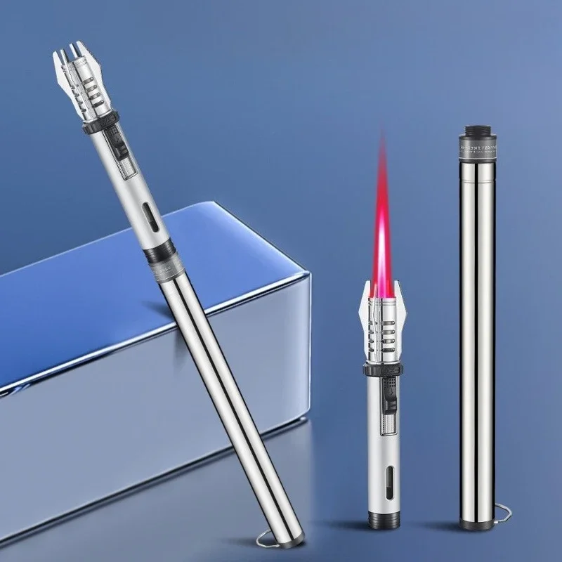 BBQ Barbecue Candle Lengthening Powerful Metal Gas Lighter Windproof Turbo Kitchen Torch Cigar Smoking Accessories Flashlight