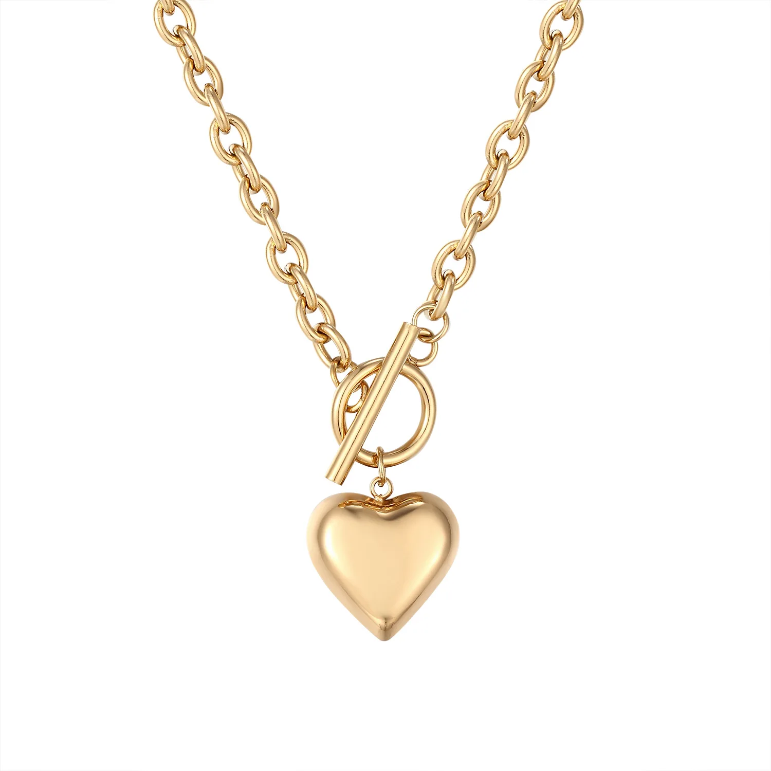 SOMMAR Hot Sale Gold Plated /stainless_steel color necklaces pendants for female heart，Simplicity bead necklace Luxury Jewelry