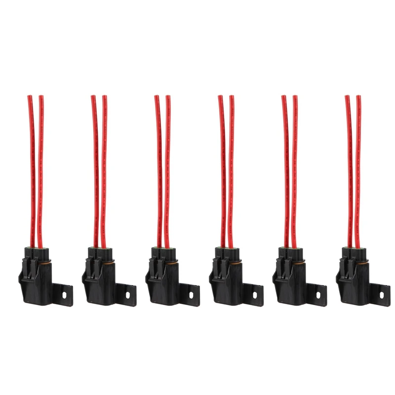 Automotive/Marine Weatherproof Blade Style ATO/ATC Fuse Holder With Cover, 12 AWG, 30A, 6 Pack