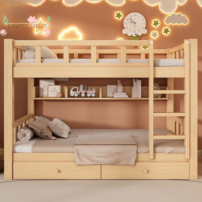 Children's solid wood simple bunk bed Two-layer high and low bed Double bunk bed